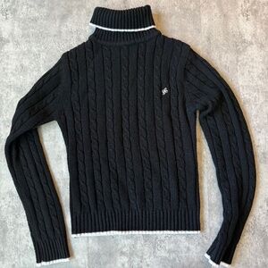 Southpole black turtleneck cable knit sweater fitted grunge skater y2k 2000s